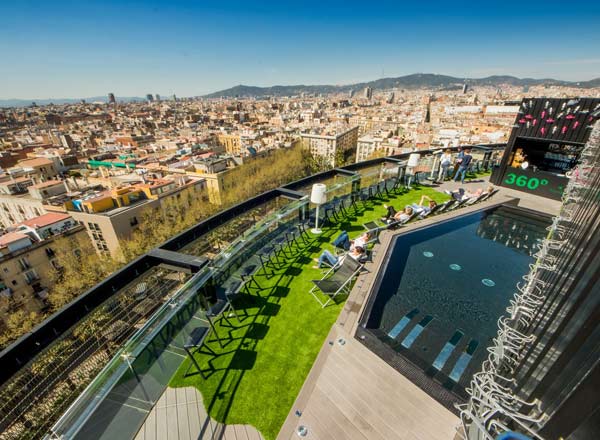 Rooftop bar 360º Terrace at Barcelo Raval Hotel in Barcelona