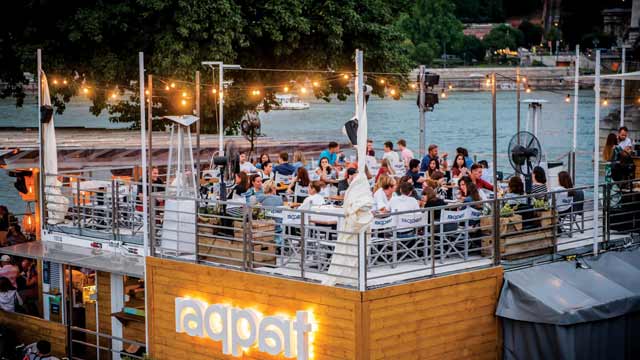 Rooftop bar Raqpart in Budapest