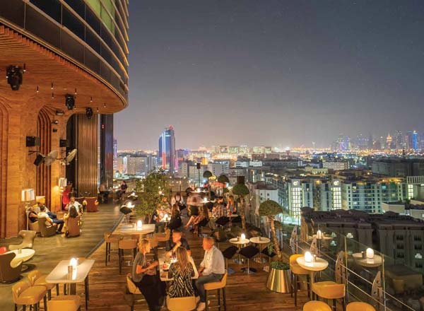 Rooftop bar Sky View at La Cigale Hotel in Doha