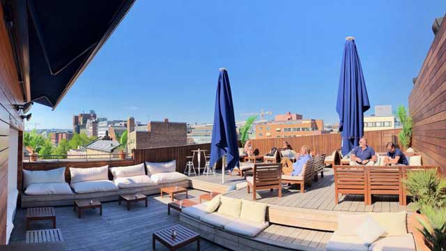 Rooftop bar Q Lounge at Grims Grenka in Oslo