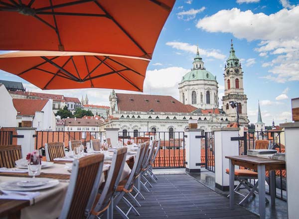 Rooftop bar CODA Restaurant in Prague