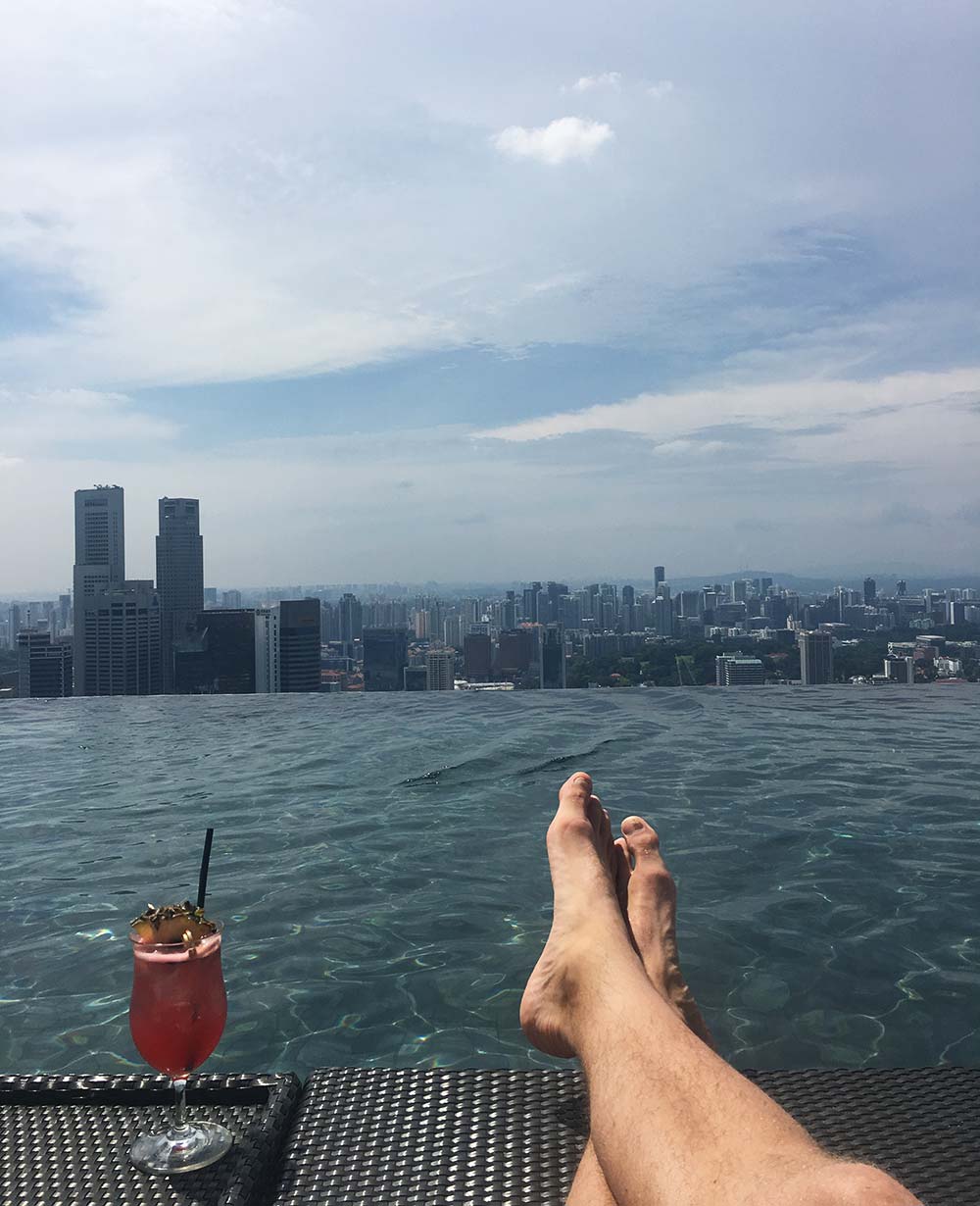 Drinks at Marina Bay Sands rooftop pool