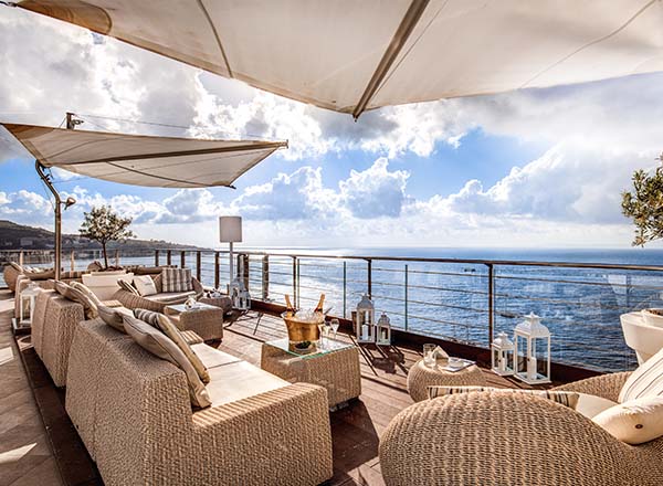 Rooftop bar Vista Sky Bar at Hotel Mediterraneo Sorrento in Amalfi Coast