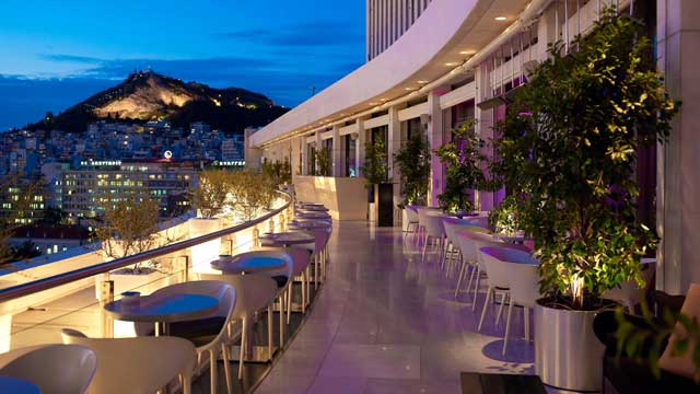 Rooftop bar Galaxy Restaurant & Bar at Hilton Athens in Athens
