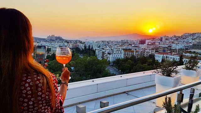 Rooftop bar Galaxy Restaurant & Bar at Hilton Athens in Athens