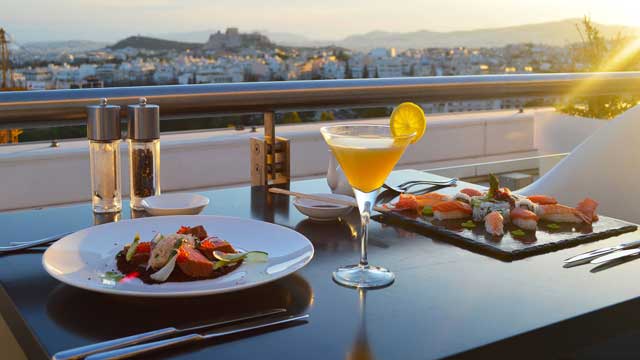 Rooftop bar Galaxy Restaurant & Bar at Hilton Athens in Athens