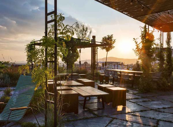 Rooftop bar Roof Garden at The Foundry Suites in Athens