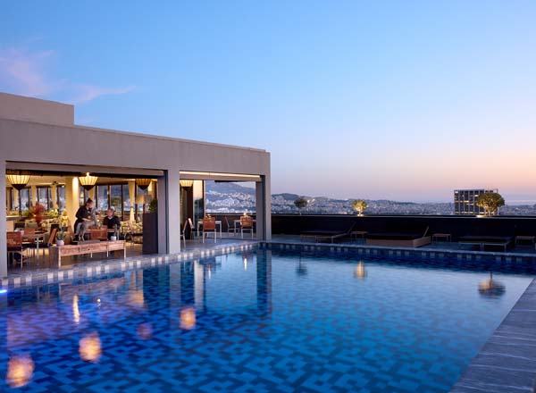 Rooftop bar Penthouse 21 at President Hotel in Athens