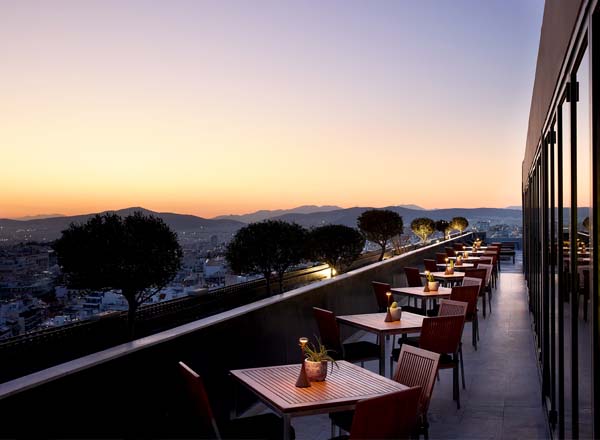 Rooftop bar Penthouse 21 at President Hotel in Athens