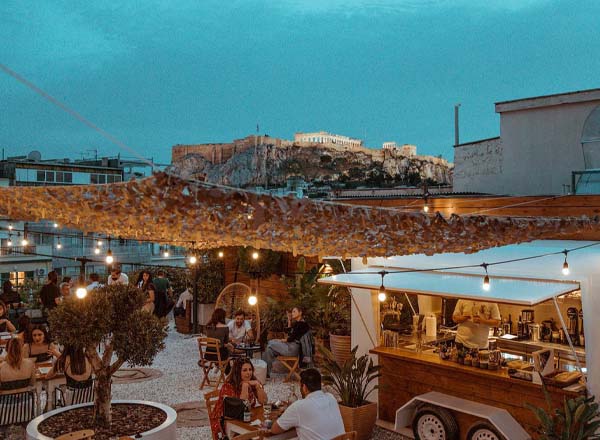 Rooftop bar Retiré at ERGON House in Athens