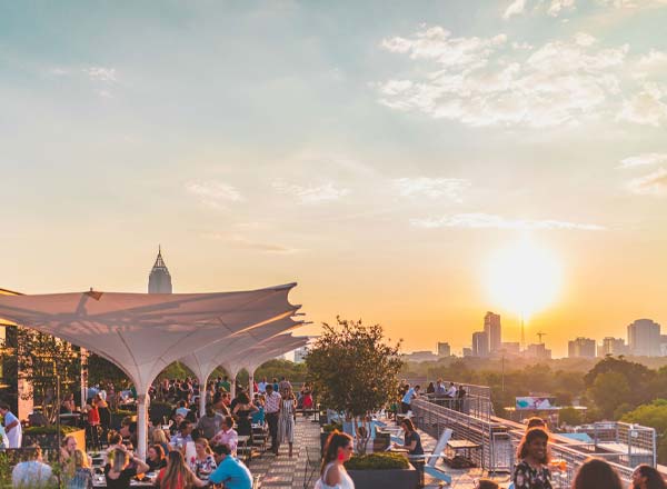 Rooftop bar The Roof at Ponce City Market in Atlanta