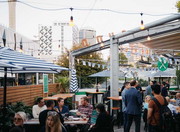 Rooftop bar Sweat Shop Brew Kitchen in Auckland