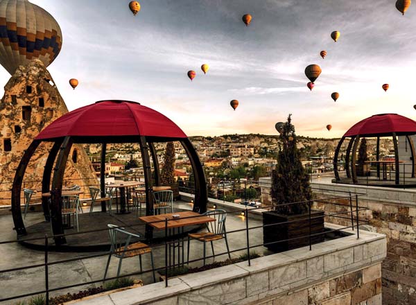 Rooftop bar Haruna Restaurant at Carus Cappadocia Hotel in Cappadocia