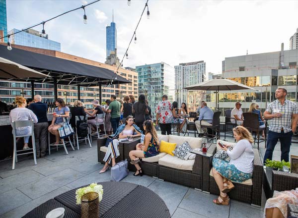 Rooftop bar Sky Terrace at the Ivy Hotel in Chicago