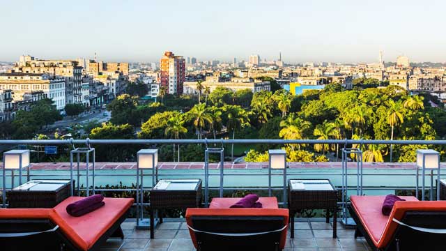 Rooftop bar Bar Piscina Mirador at Hotel Saratoga in Havana