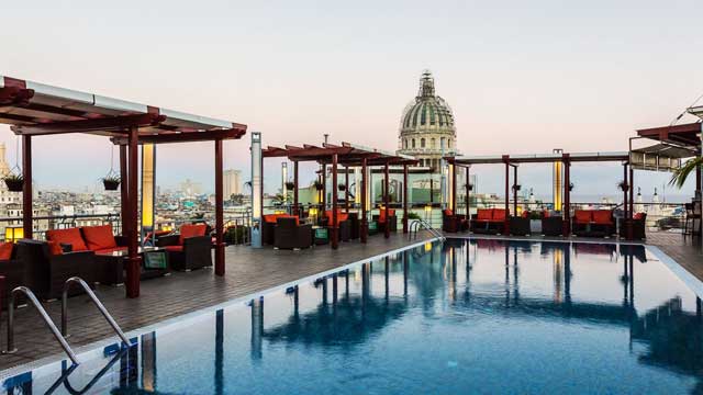 Rooftop bar Bar Piscina Mirador at Hotel Saratoga in Havana