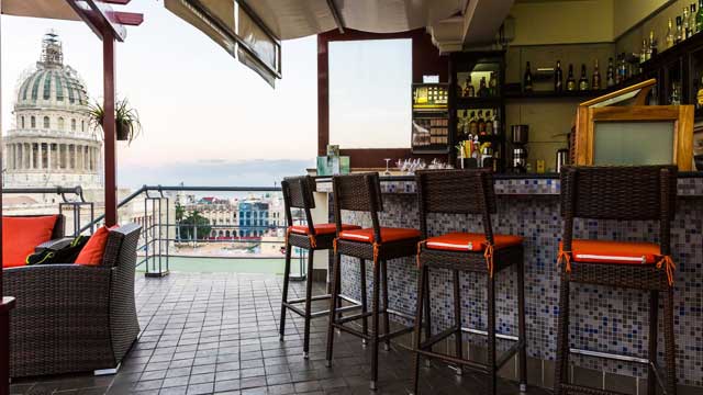 Rooftop bar Bar Piscina Mirador at Hotel Saratoga in Havana