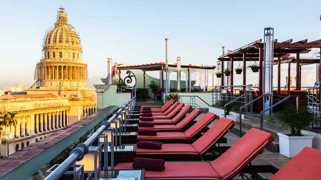 Rooftop bar Bar Piscina Mirador at Hotel Saratoga in Havana