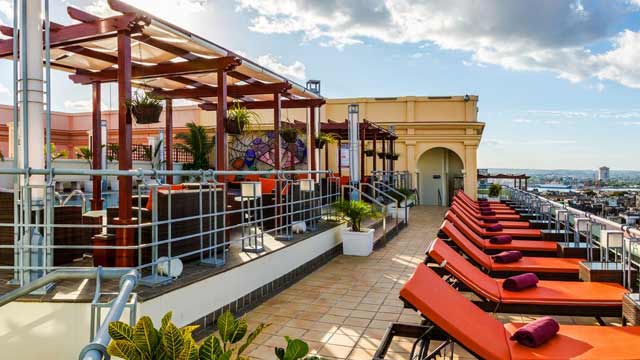Rooftop bar Bar Piscina Mirador at Hotel Saratoga in Havana