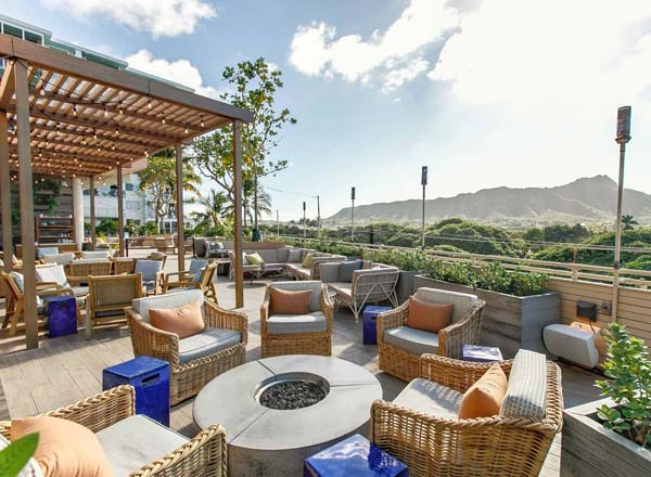 Rooftop bar DECK. at Queen Kapiolani Hotel in Honolulu, Hawaii