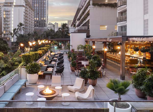 Rooftop bar Hideout at the Laylow in Honolulu, Hawaii