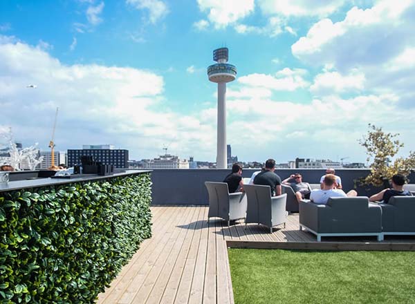 Rooftop bar Garden of Eden at The Shankly Hotel in Liverpool