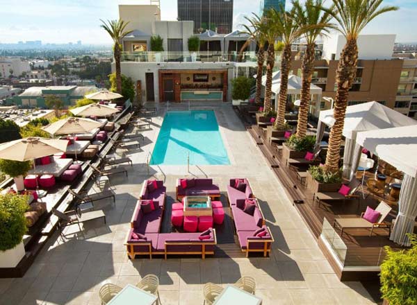Rooftop bar WET Deck at W Hollywood in Los Angeles