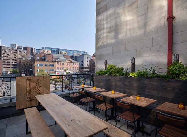 Rooftop bar Honest Burgers in Manchester