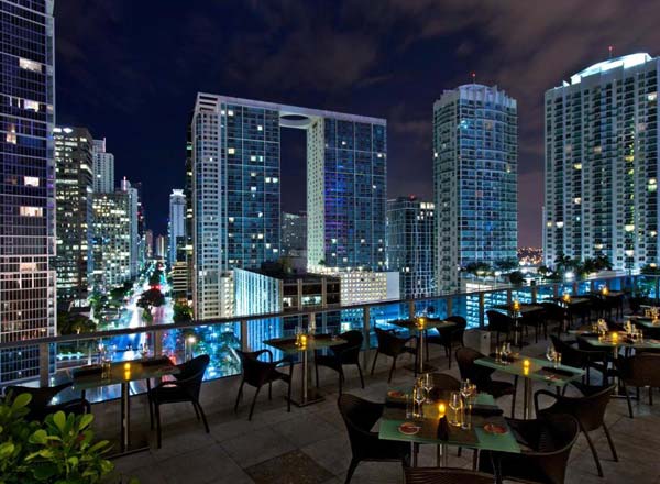 Rooftop bar Area 31 at the Epic Hotel in Miami