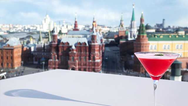 Rooftop bar O2 Lounge Ritz Carlton Hotel in Moscow