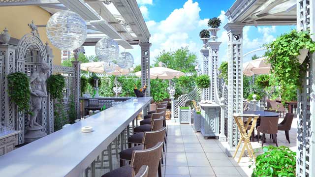 Rooftop bar Turandot Restaurant in Moscow