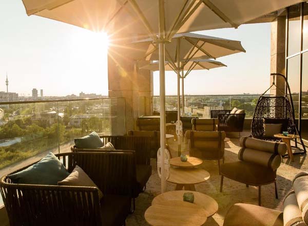 Rooftop bar Cloud One Bar at Motel One in Munich