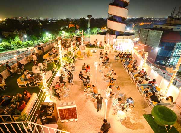Rooftop bar The Sky High in New Delhi