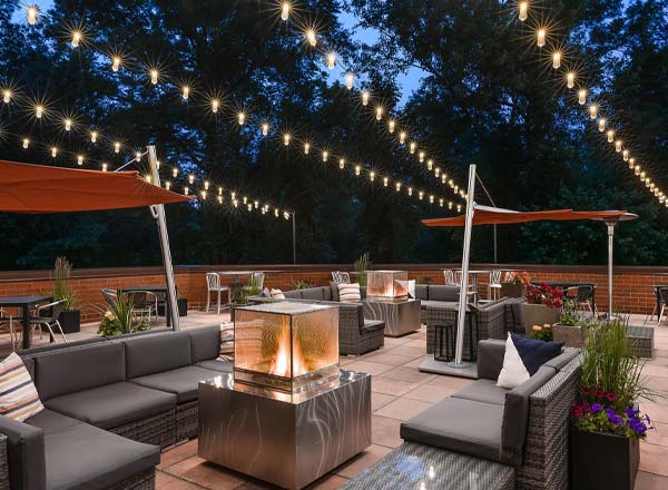 Rooftop bar The Retreat at Hilton Short Hills in New Jersey