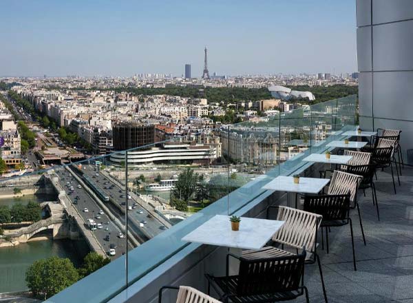 View of Eiffel Tower from The Rooftop Bar Restaurant Ice Cube at