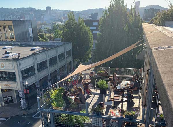 Rooftop bar Noble Rot in Portland