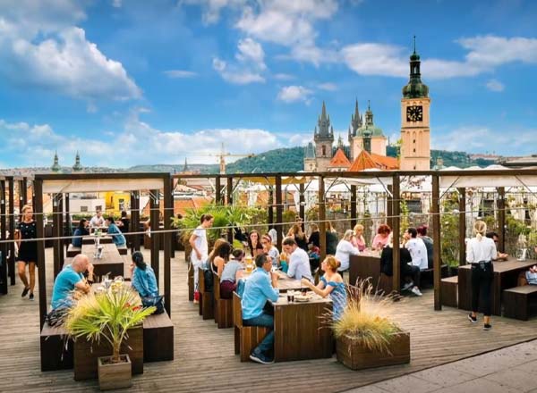 Rooftop bar Sluneční Terasa T-Anker in Prague