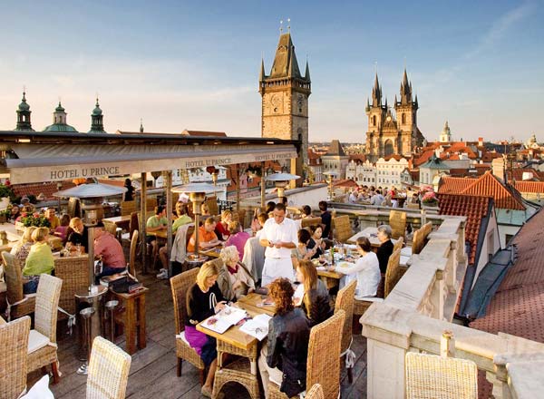 Rooftop bar Prague Terasa U Prince in Prague