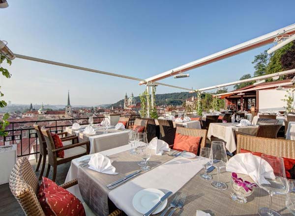Rooftop bar Prague Terasa U Zlaté studně in Prague