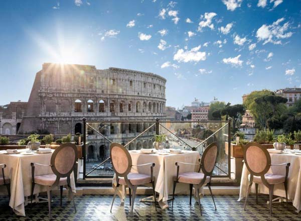 Rooftop bar Aroma Restaurant at Palazzo Manfredi in Rome