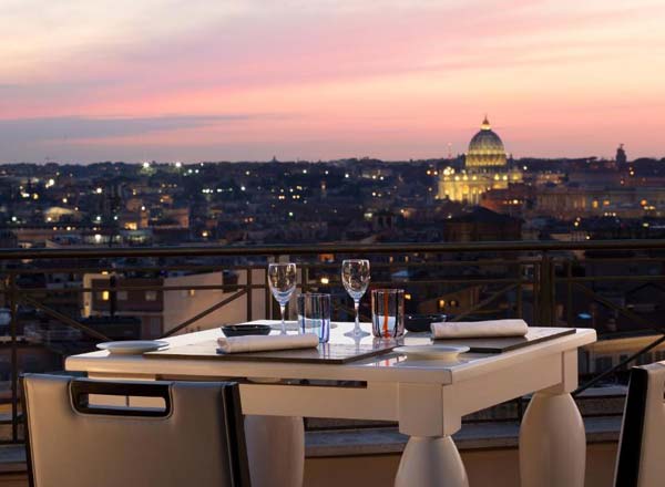 Rooftop bar The Flair at Sina Bernini Bristol in Rome