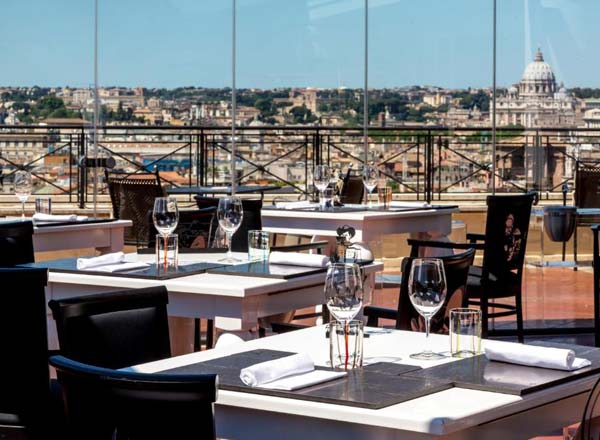 Rooftop bar The Flair at Sina Bernini Bristol in Rome