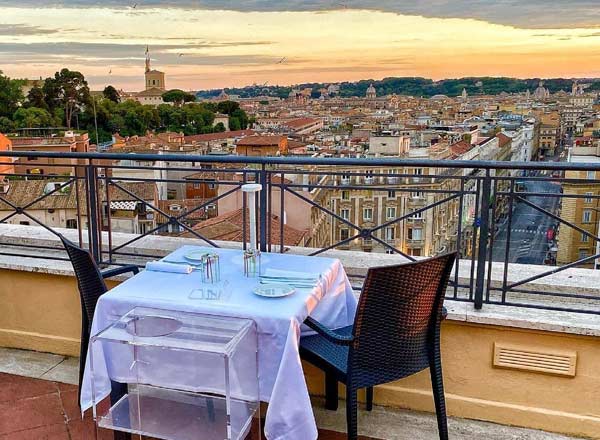 Rooftop bar The Flair at Sina Bernini Bristol in Rome