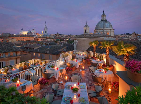 Rooftop bar Mater Terrae at Bio Hotel Raphael in Rome