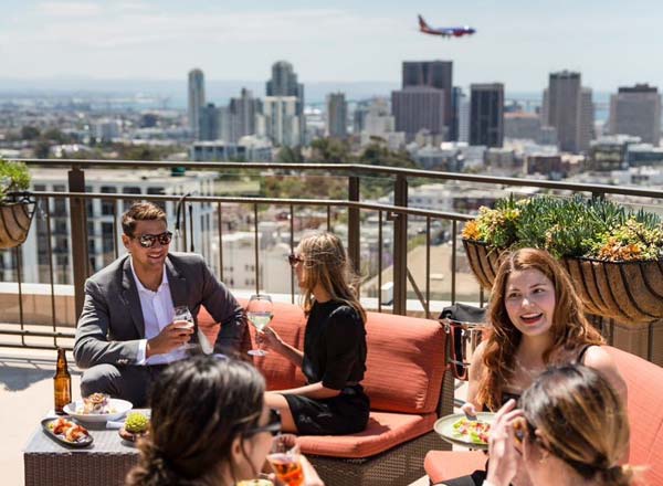 Rooftop bar Mister A's in San Diego