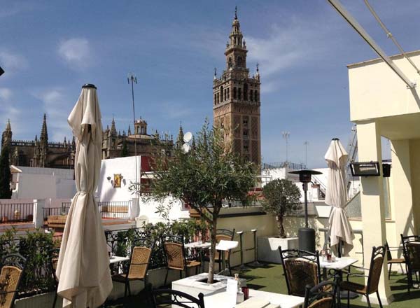Rooftop bar Fulton Terraza at Palacio Alcazar in Seville