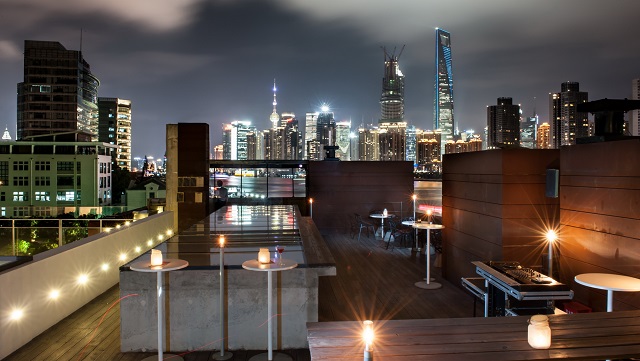 Rooftop bar The Roof at Waterhouse Hotel in Shanghai