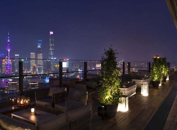 Rooftop bar La Terrazza at Bulgari Hotel Shanghai in Shanghai