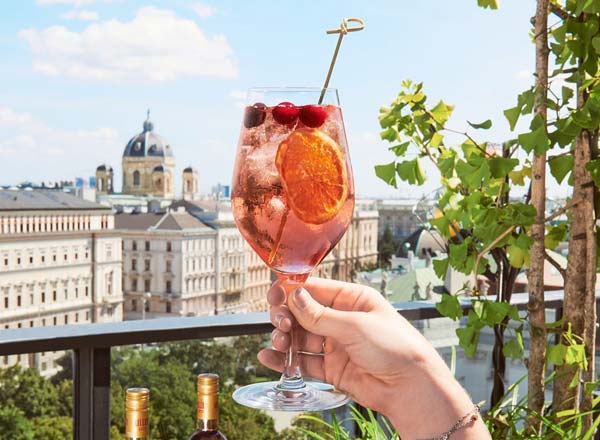 Rooftop bar Dachboden at 25hours Hotel in Vienna