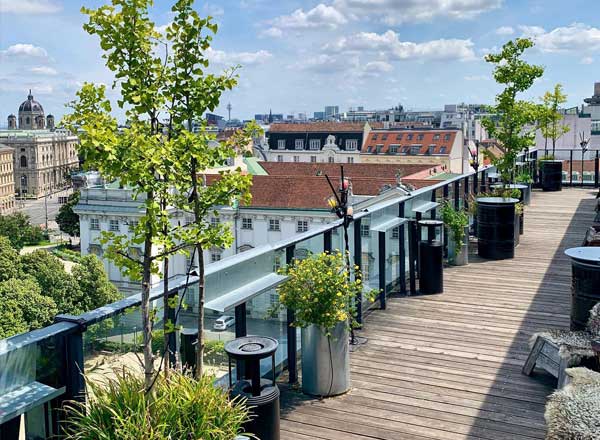Rooftop bar Dachboden at 25hours Hotel in Vienna